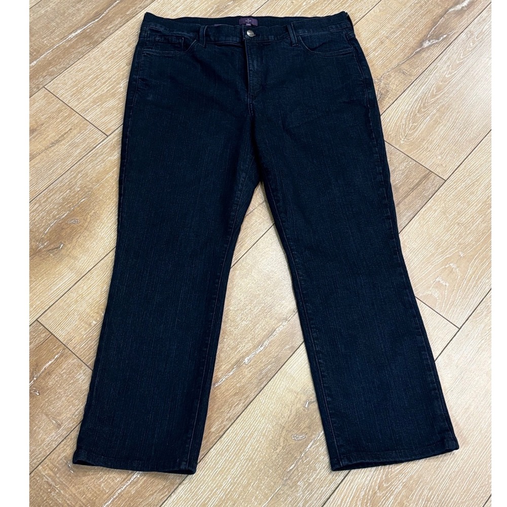 NYDJ Womens 16W Dark Wash Straight Leg Jeans Indigo Stretch Made in USA